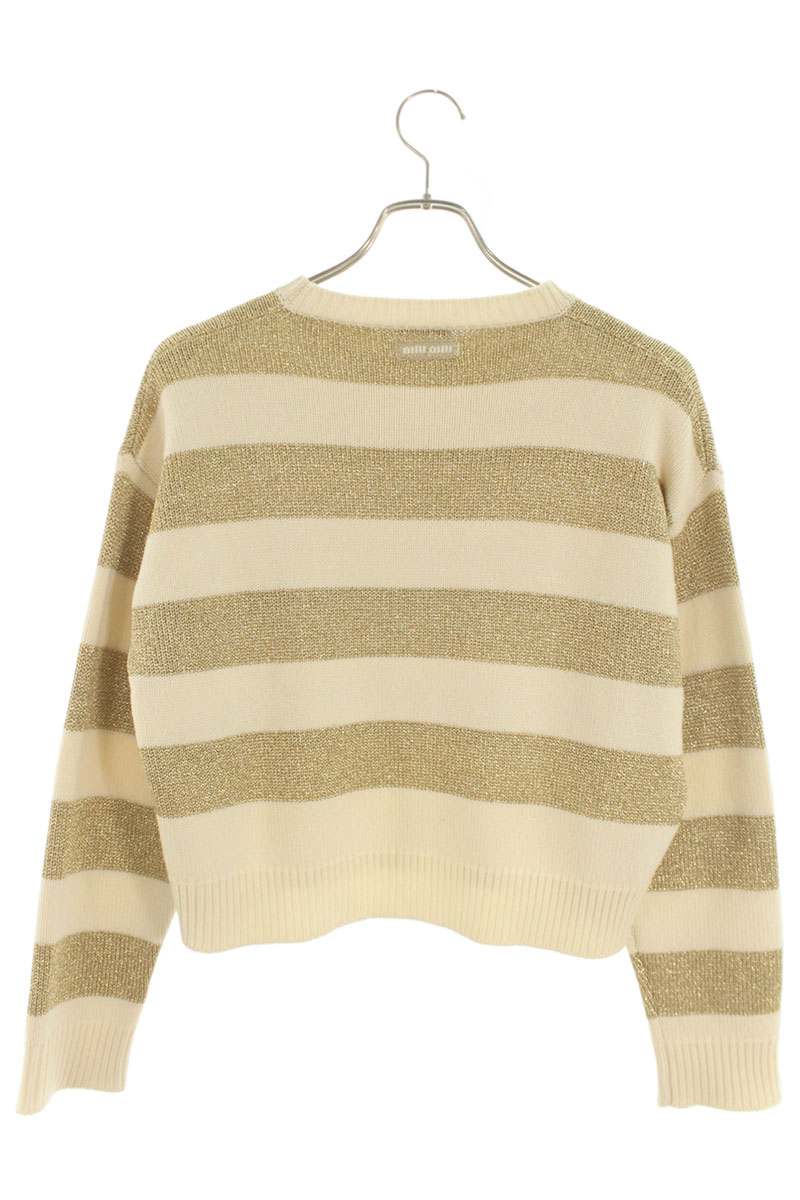 Miu Miu White Yellow Metallic Cashmere Sweater Size 38