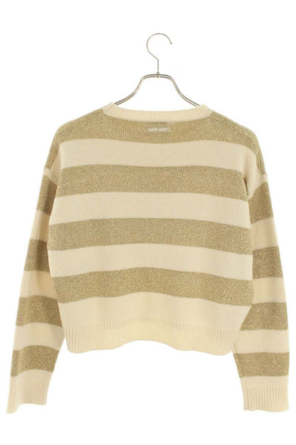 Miu Miu White Yellow Metallic Cashmere Sweater Size 38