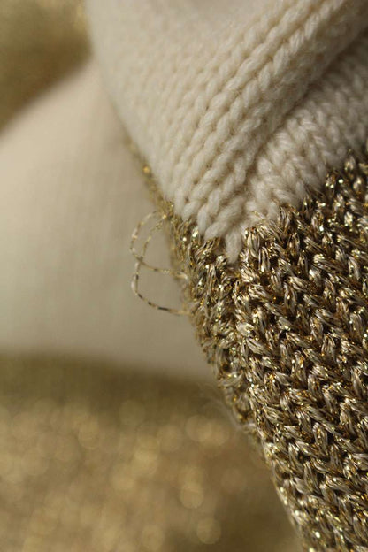 Miu Miu White Yellow Metallic Cashmere Sweater Size 38