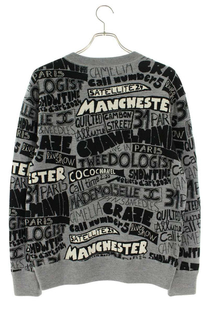 Chanel Gray Graphic Design Wool Sweater Size 38