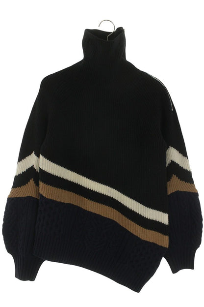 Sacai Asymmetrical High-Neck Pullover Sweater Multi Size 1