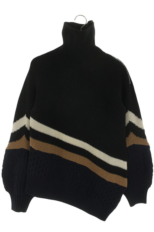 Sacai Asymmetrical High-Neck Pullover Sweater Multi Size 1