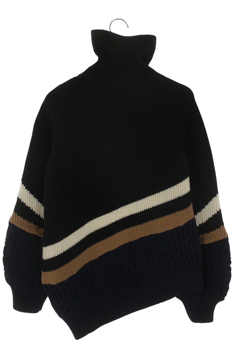 Sacai Asymmetrical High-Neck Pullover Sweater Multi Size 1