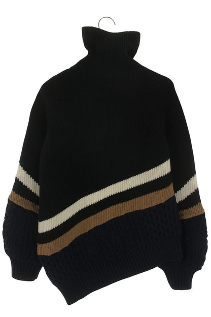 Sacai Asymmetrical High-Neck Pullover Sweater Multi Size 1