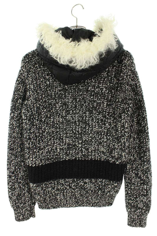 Moncler Fur Hood Zip Cardigan Grey Black Size XS
