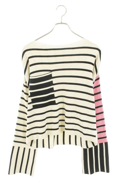 Celine Striped Knit Sweater Off-White Black Pink Size L