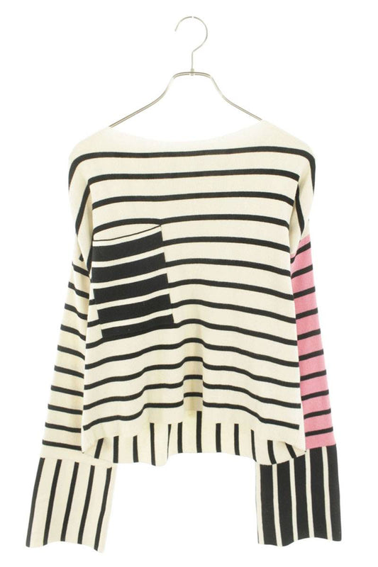 Celine Striped Knit Sweater Off-White Black Pink Size L