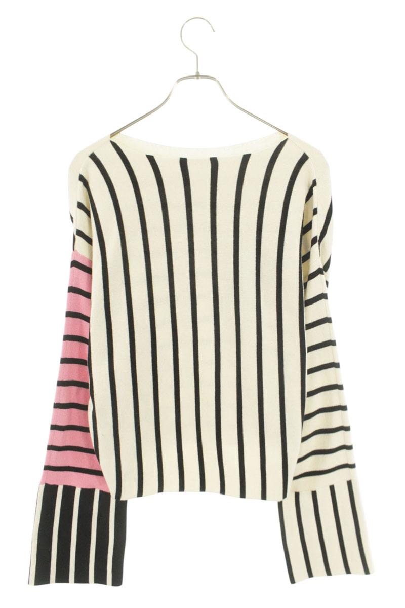 Celine Striped Knit Sweater Off-White Black Pink Size L