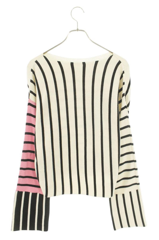 Celine Striped Knit Sweater Off-White Black Pink Size L