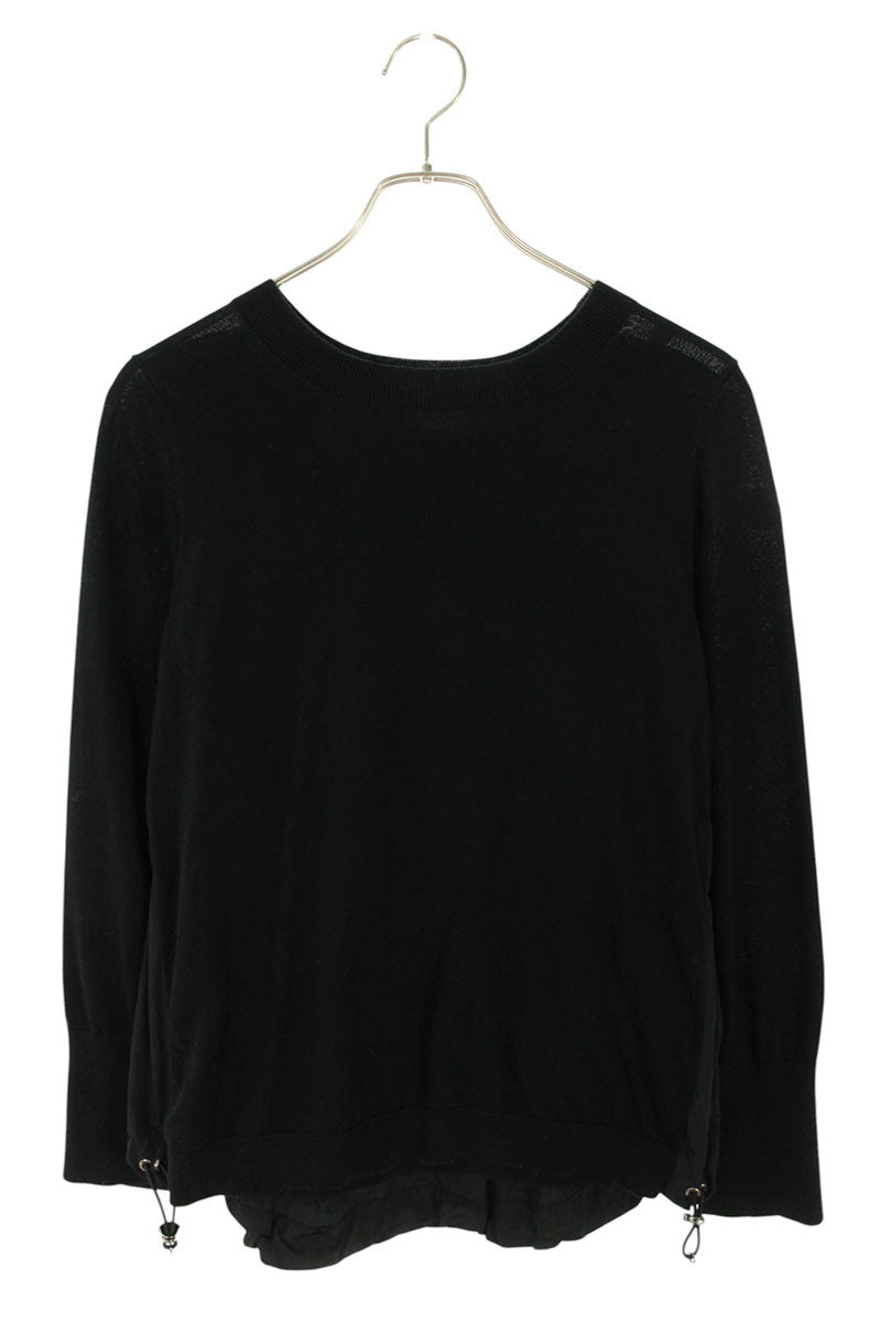 MONCLER Paneled Sleeve Patch Knit Black Size XS