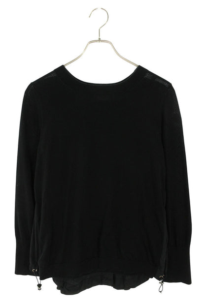 MONCLER Paneled Sleeve Patch Knit Black Size XS