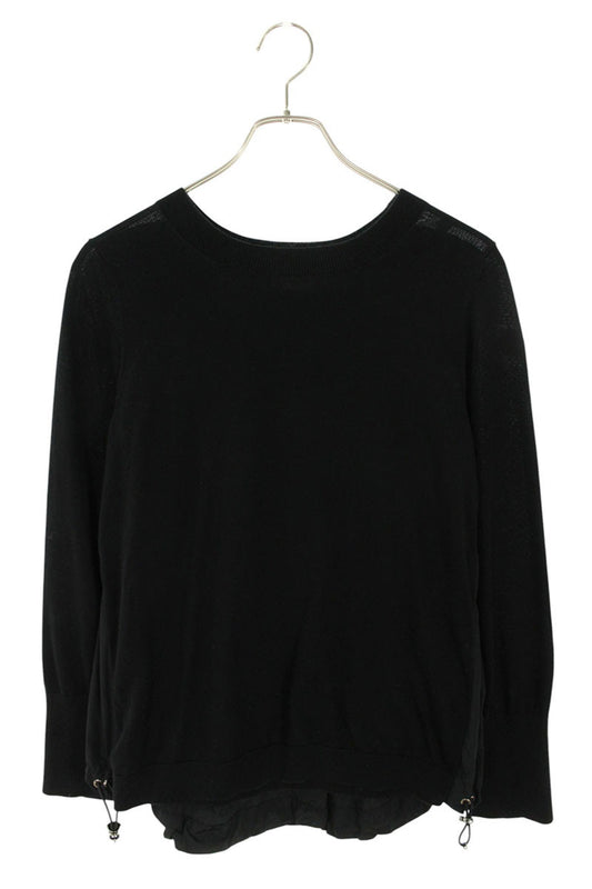 MONCLER Paneled Sleeve Patch Knit Black Size XS