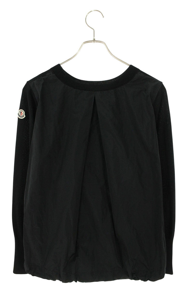 MONCLER Paneled Sleeve Patch Knit Black Size XS