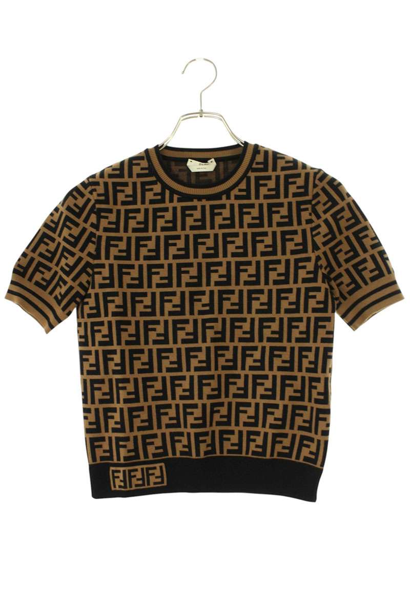 FENDI FF Zucca Short Sleeve Knit Multi Size XXL