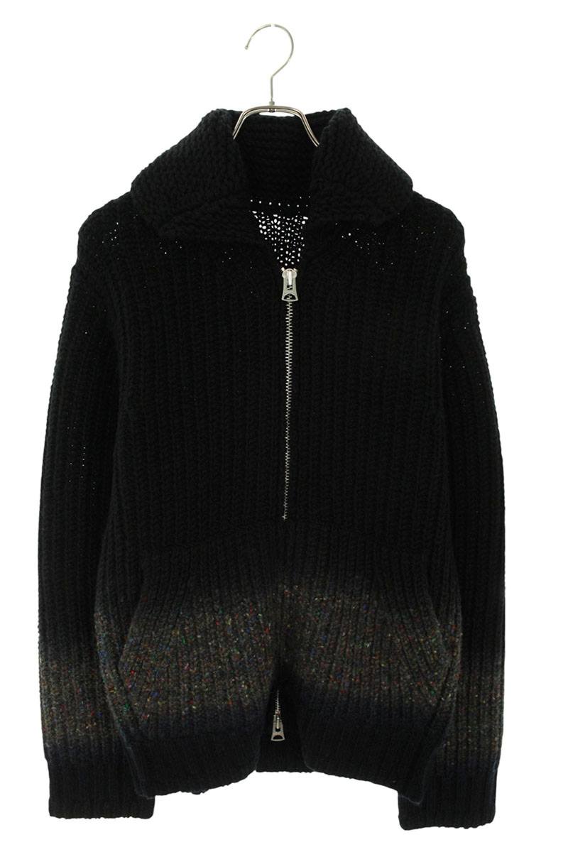 Sacai Black Wool Gradation Zip Sweater Size 2
