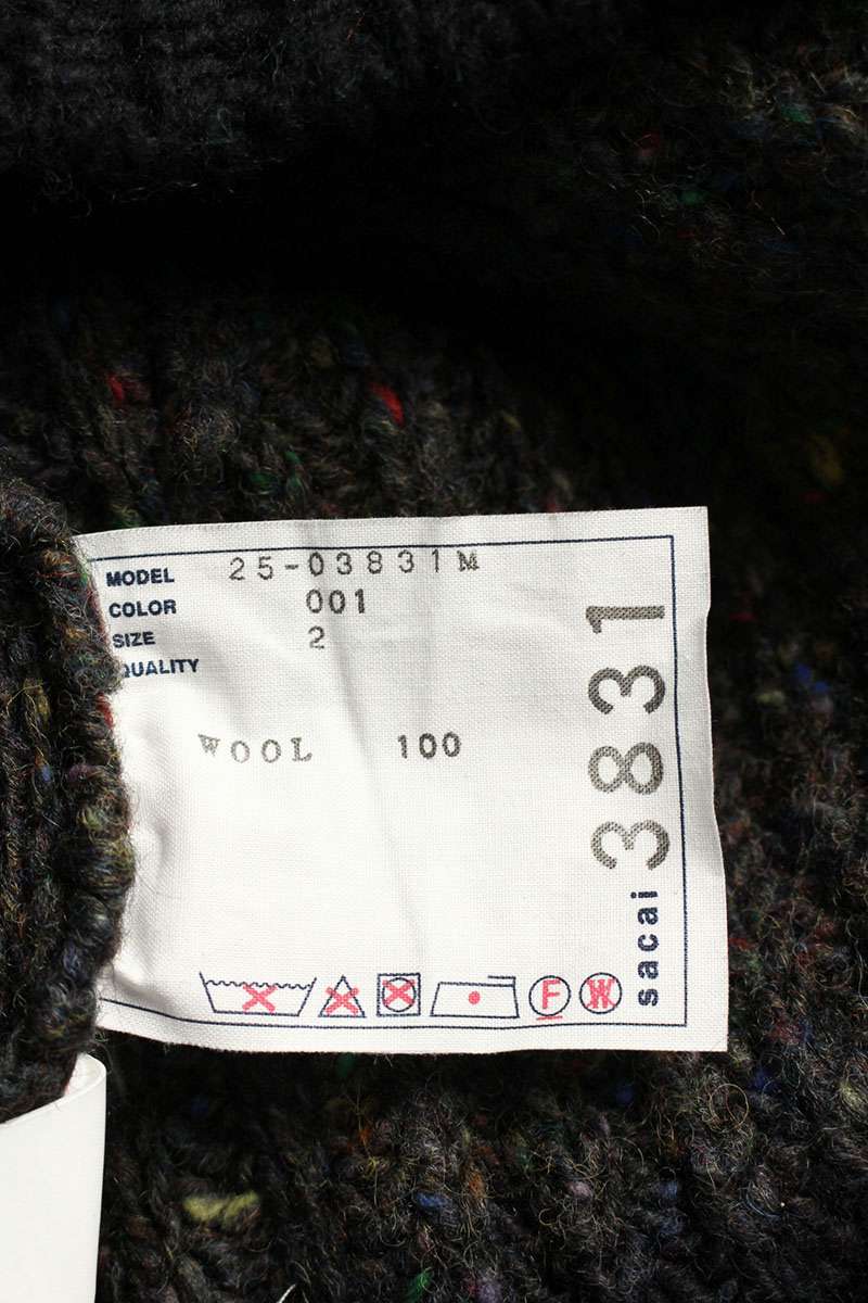 Sacai Black Wool Gradation Zip Sweater Size 2