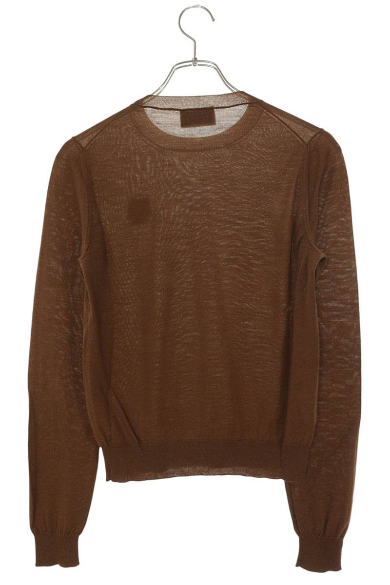 Prada Logo Embroidered Wool Sweater Brown Size 38