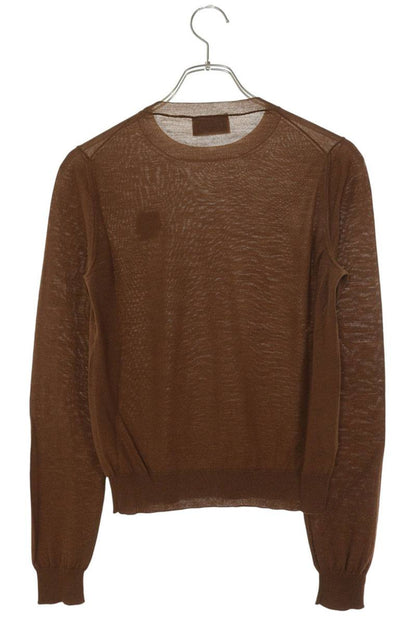 Prada Logo Embroidered Wool Sweater Brown Size 38
