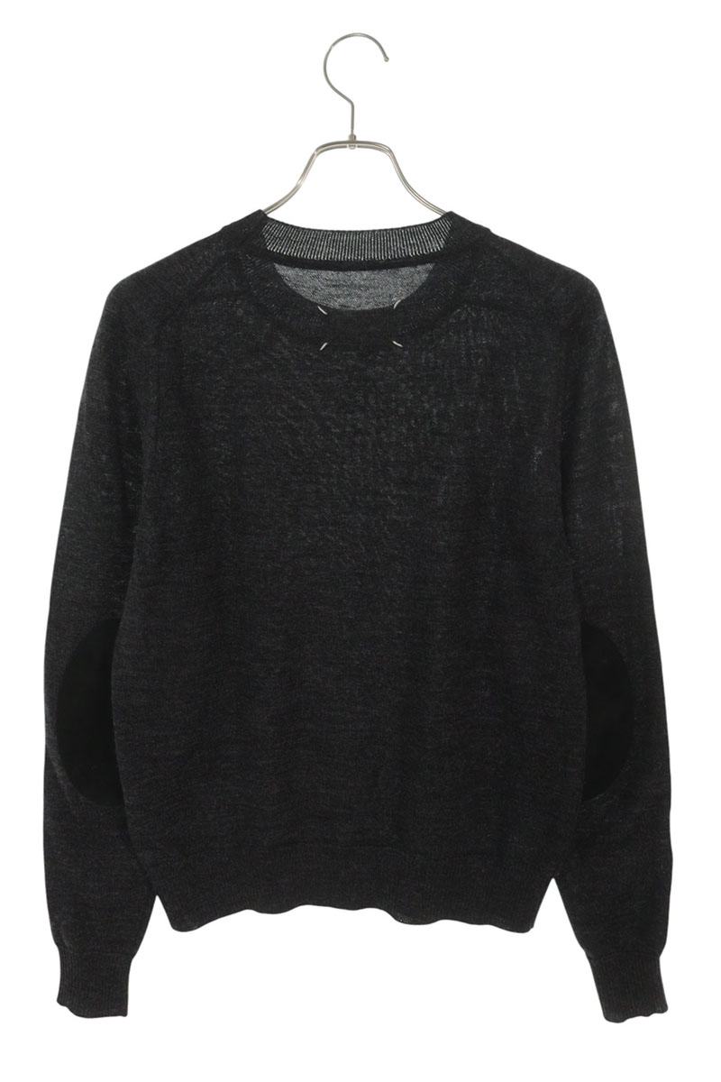 Maison Margiela Gray Suede Elbow Patch Wool Sweater Size XXS