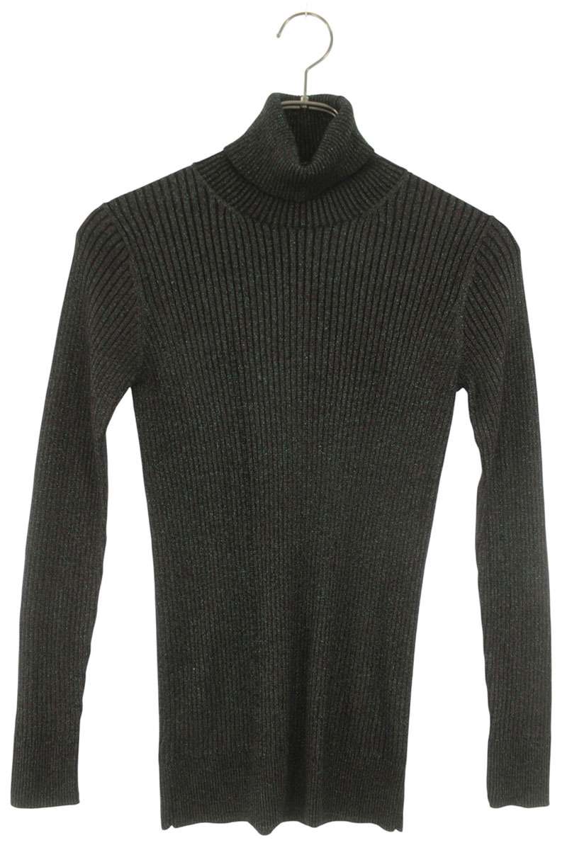 Dries Van Noten Black Lamé Turtleneck Knit Sweater Size S