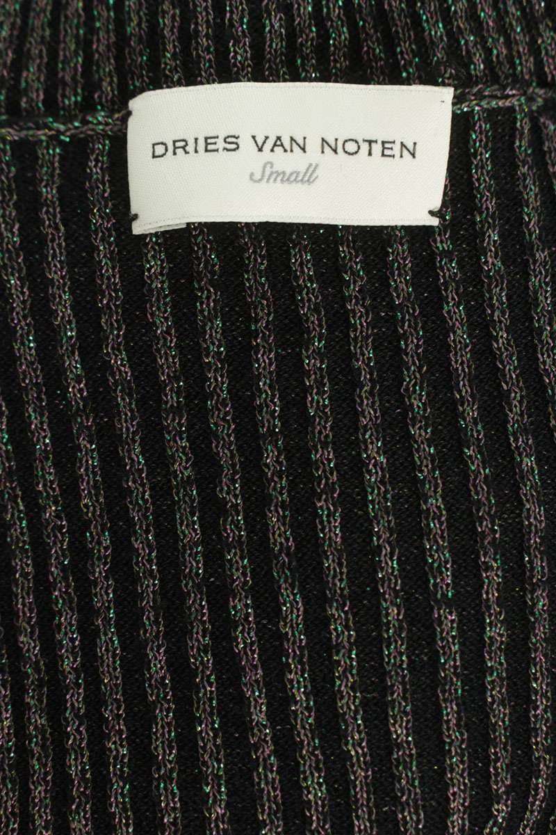 Dries Van Noten Black Lamé Turtleneck Knit Sweater Size S
