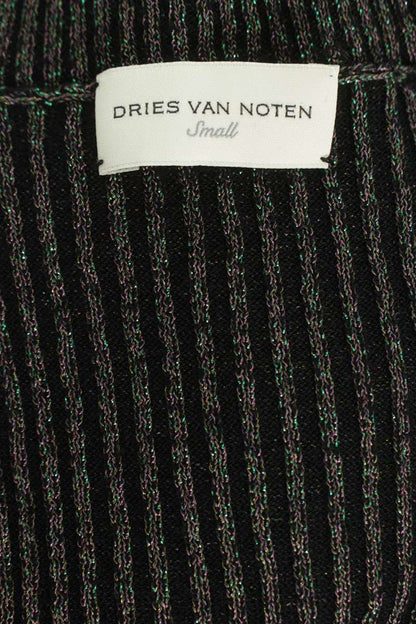 Dries Van Noten Black Lamé Turtleneck Knit Sweater Size S