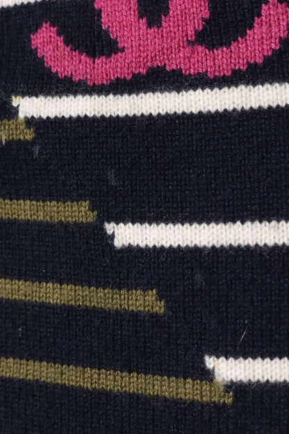 Chanel Cashmere Striped Sweater Navy Pink Size 36