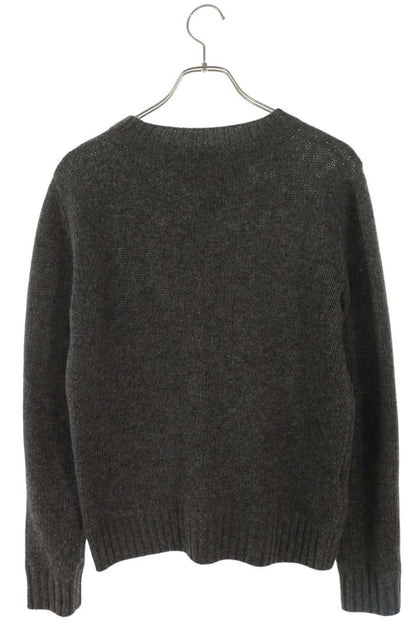 Prada Wool Cashmere Logo Knit Sweater Gray Brown Size 36