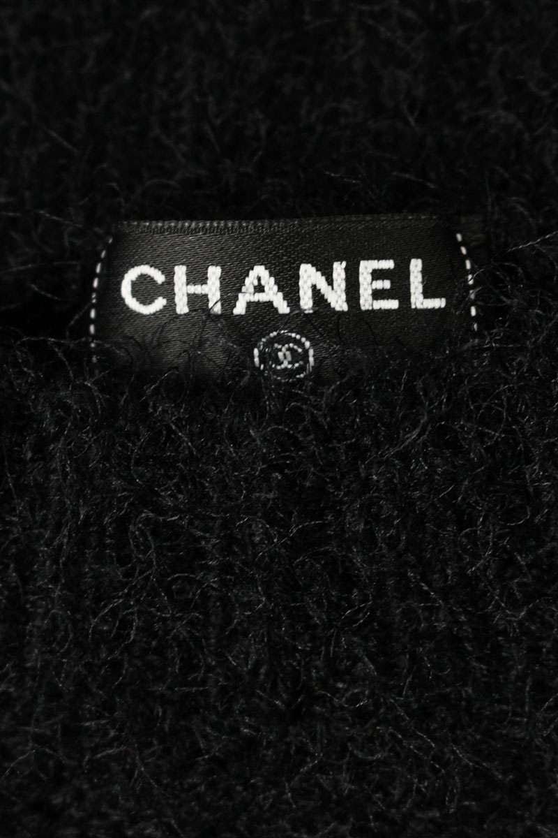 Chanel Camellia Sequin Black Silver Sweater Size 38