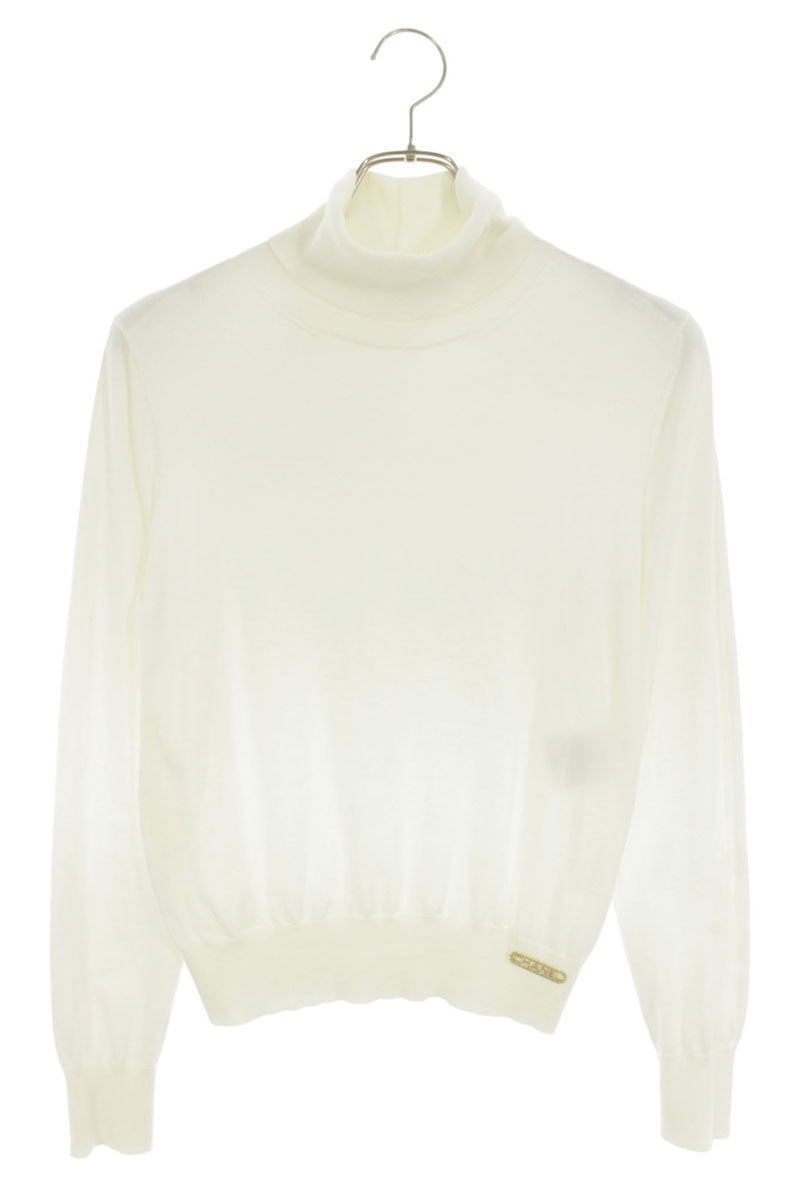 Chanel High-Neck Silk Blend Sweater White Size 34