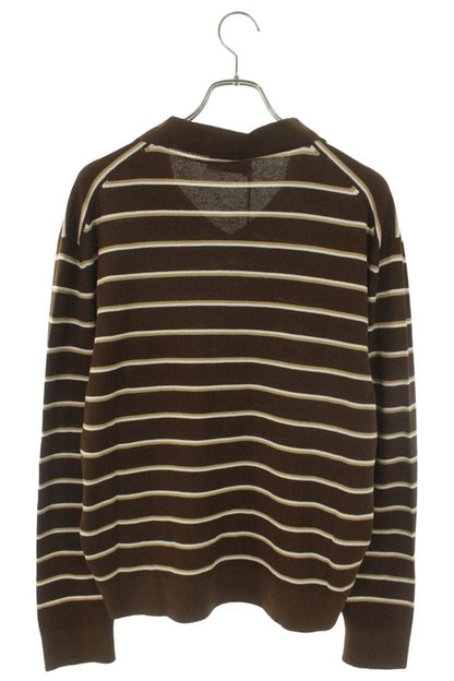 Miu Miu 26SS Stripe Logo Embroidered Knit Polo Size 46