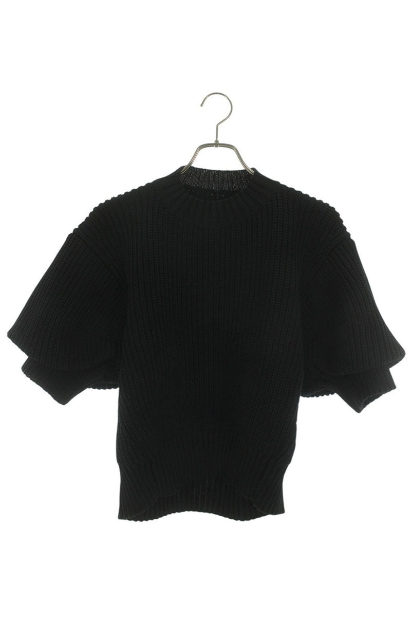 Sacai Black Polyester Half-Sleeve Knit Sweater Size 2