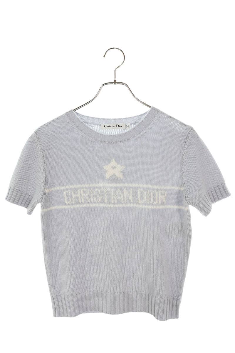 Dior Light Blue Logo Cashmere Sleeve Sweater Size 34