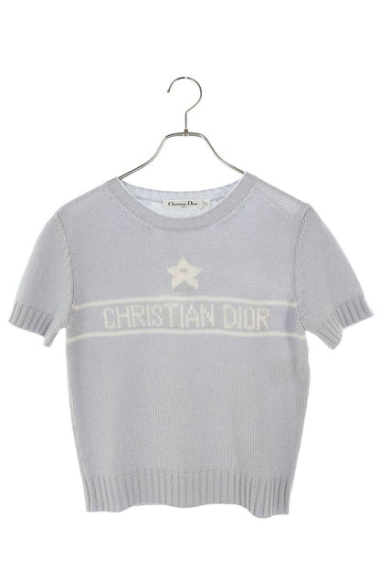 Dior Light Blue Logo Cashmere Sleeve Sweater Size 34