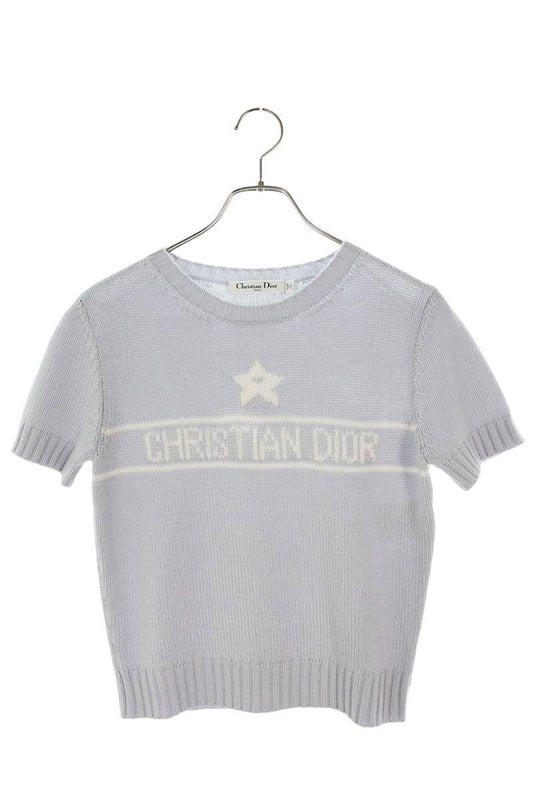 Dior Light Blue Logo Cashmere Sleeve Sweater Size 34