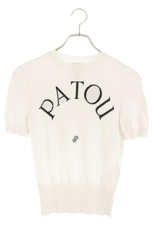 Patou White Logo Embroidered Short Sleeve Knit Size S