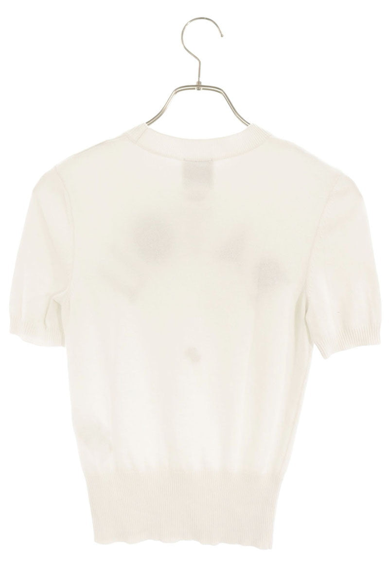 Patou White Logo Embroidered Short Sleeve Knit Size S
