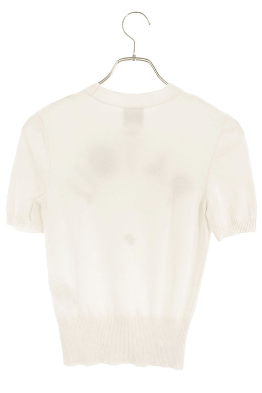 Patou White Logo Embroidered Short Sleeve Knit Size S