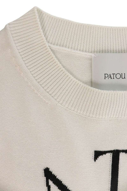 Patou White Logo Embroidered Short Sleeve Knit Size S