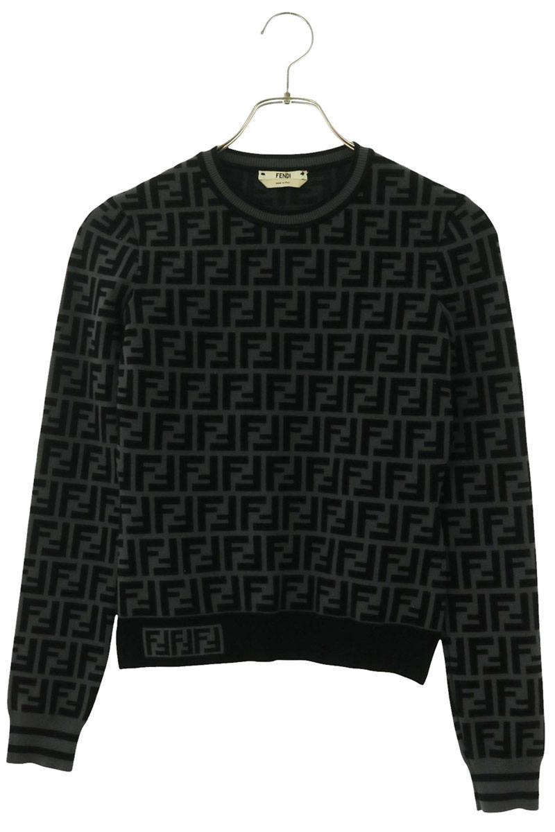 Fendi FF Monogram Knit Top Black/Grey Size 36