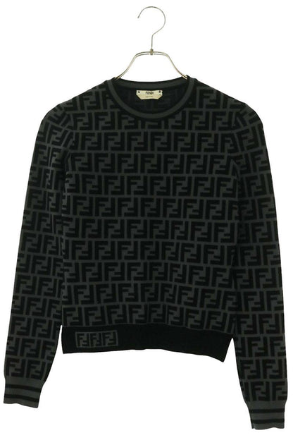 Fendi FF Monogram Knit Top Black/Grey Size 36