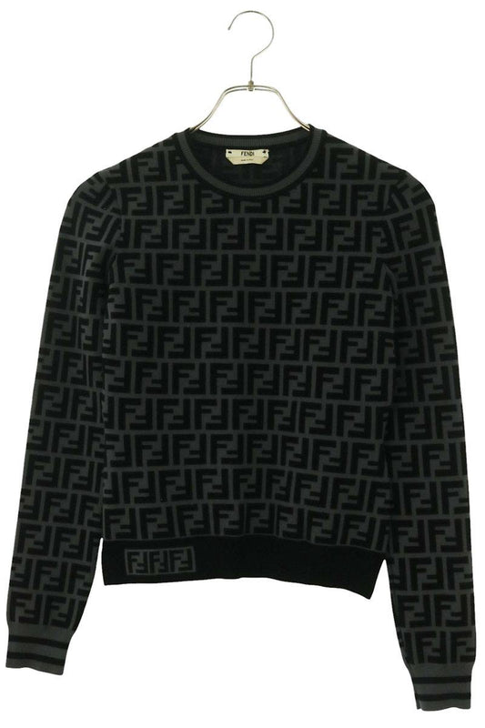 Fendi FF Monogram Knit Top Black/Grey Size 36
