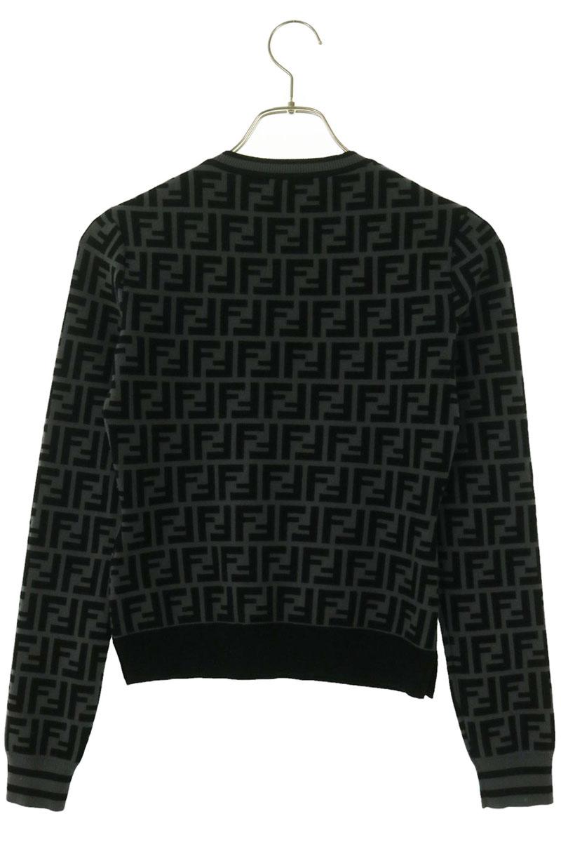 Fendi FF Monogram Knit Top Black/Grey Size 36