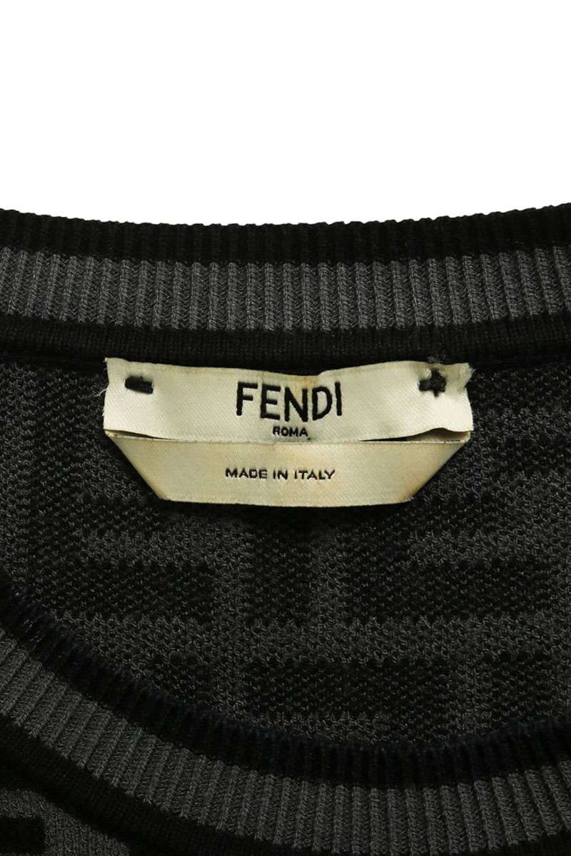 Fendi FF Monogram Knit Top Black/Grey Size 36