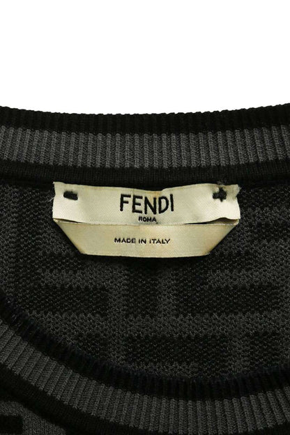 Fendi FF Monogram Knit Top Black/Grey Size 36