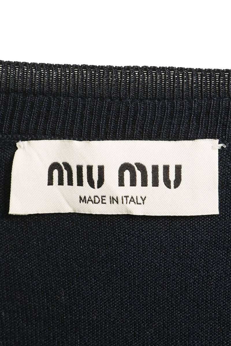 Miu Miu Layered Design Cashmere Silk Grey Navy Size 42