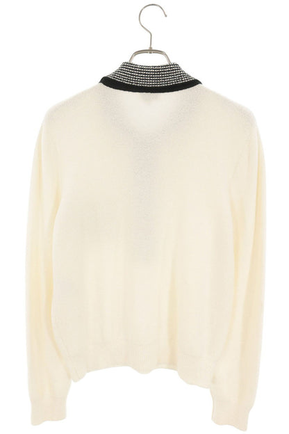 Chanel Coco Mark Button Knit Polo Off-White/Black Size 40