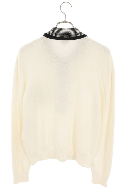 Chanel Coco Mark Button Knit Polo Off-White/Black Size 40