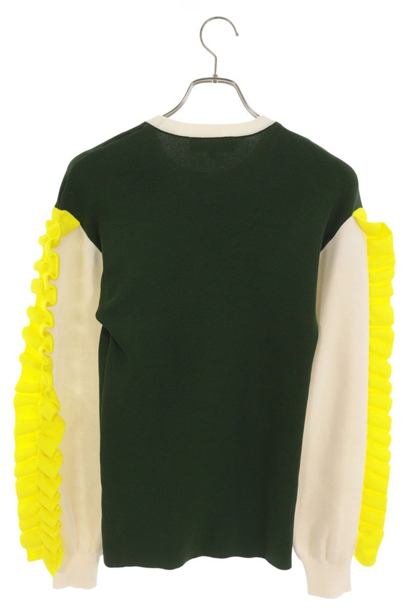 ENFOLD Ruffle-Design Crew Neck Knit Sweater Size 38