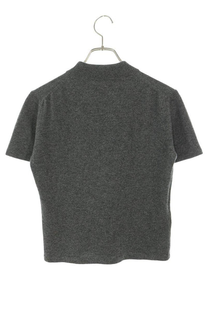 miumiu Logo Embroidered Cashmere Sweater Gray Size 38